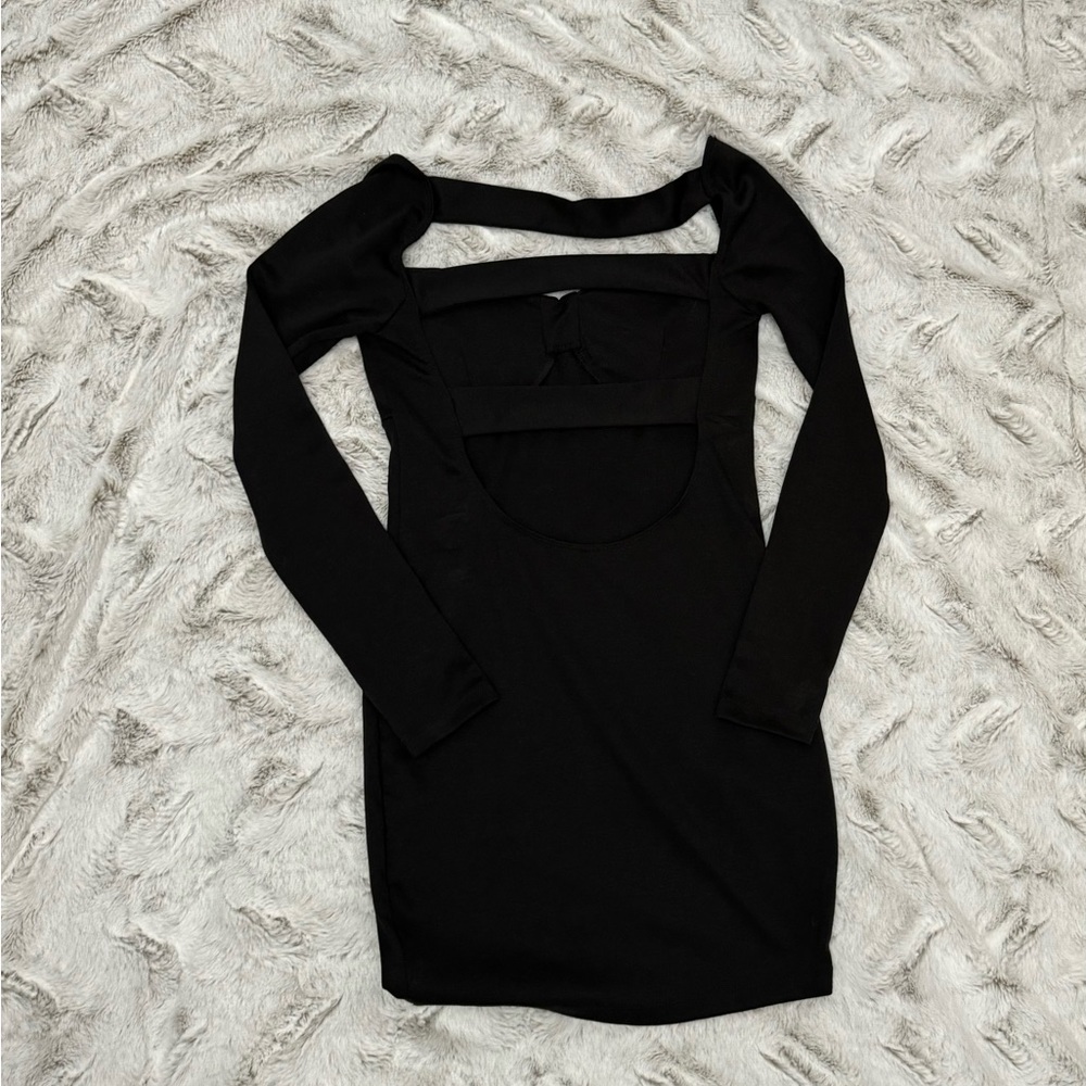 Mini black dress, size small, open back